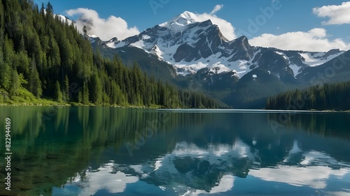 Tranquil Mountain Lake Enveloped in Soft Mist: A Scenic Escape, Green Lake Partially Frozen Over in Winter: A Serene Winter Wonderland, Vibrant Green Lake Between Mountains: A Nature Lover's Paradise,