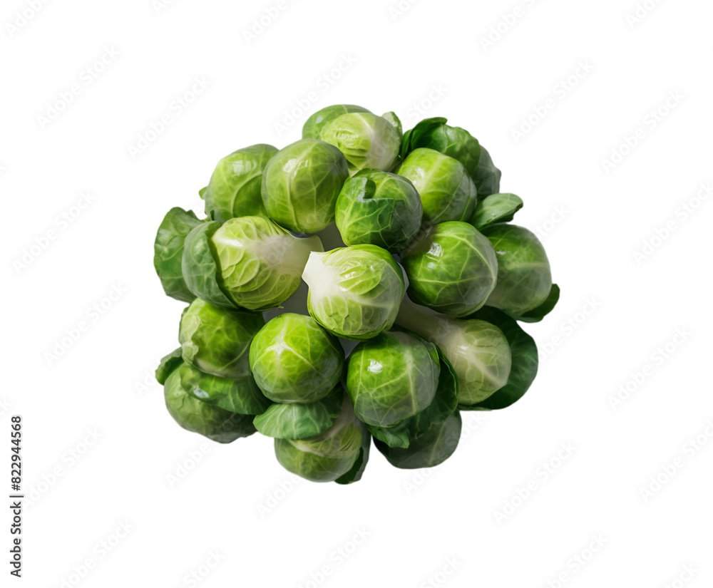 Compact Brussels Sprout isolated on transparent background Ai generative. Compact Brussels Sprout isolated on transparent background Ai generative.