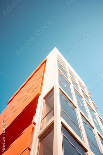 Tall building with sky background and blue sky.