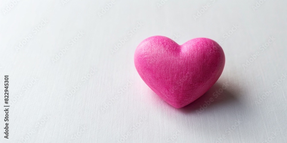 pink volumetric fabric, texture heart on a white background, Valentine's day, March 8, banner, card, birthday