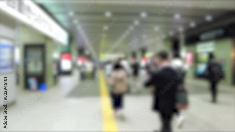 Blurred shot of many people walking through Shin-Osaka station in Japan. 4K Blurred shot of many people walking through Shin-Osaka station in Japan. 4K