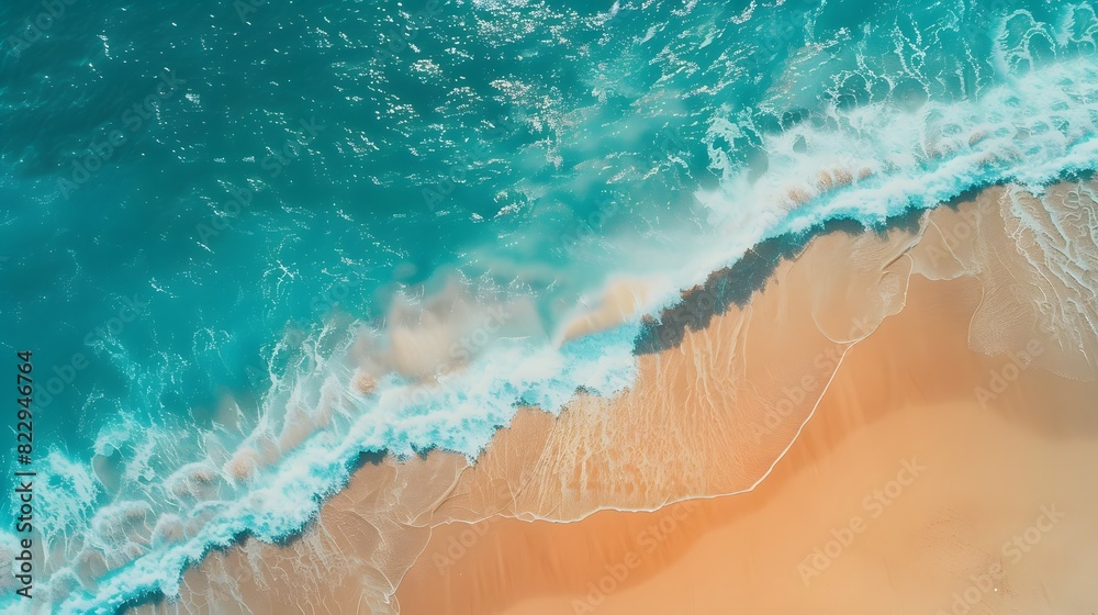 Aerial View of Sandy Beach with Turquoise Water