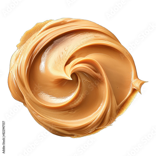 Peanut butter stroke isolated on white background photo