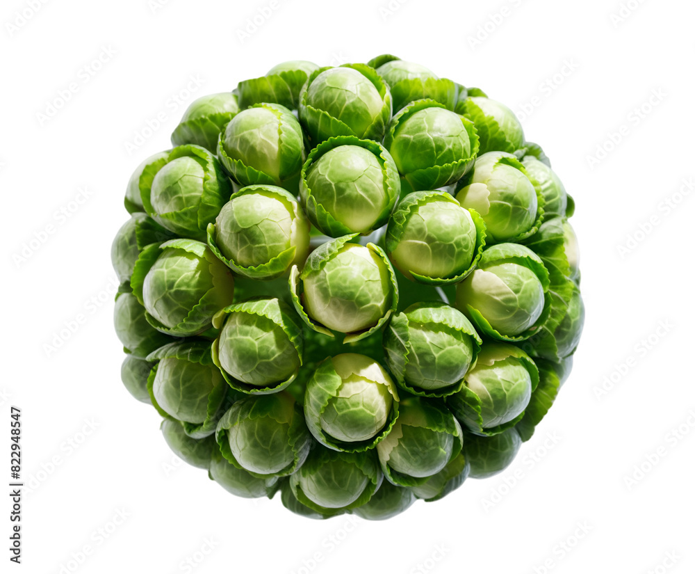 Fototapeta premium Compact Brussels Sprout isolated on transparent background Ai generative.