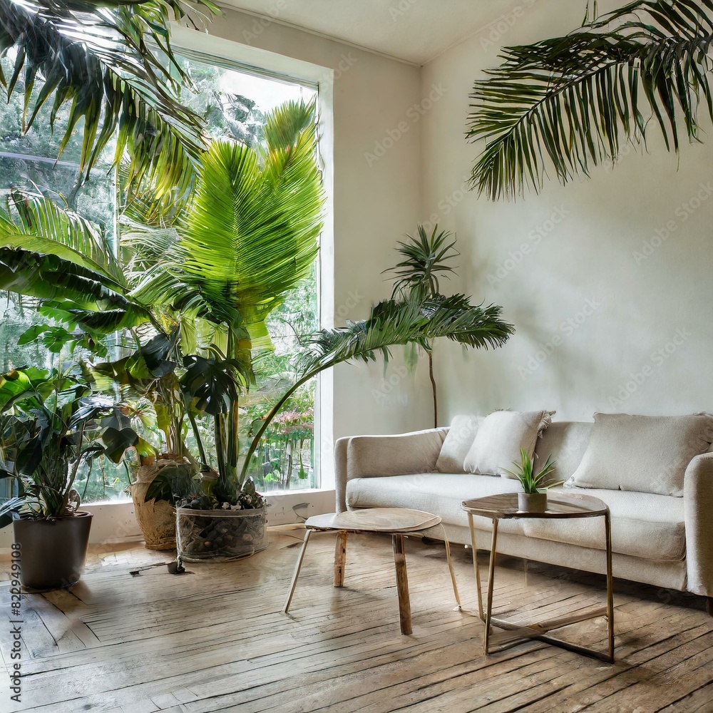 Fototapeta premium modern living room with palm