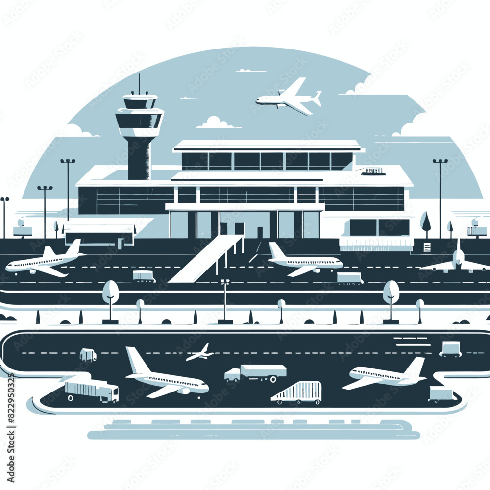 Naklejka premium vector of airport in white background 