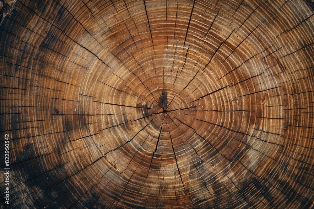 Wood stump background. Round felled tree with annual rings as wood texture - generative ai Wood stump background. Round felled tree with annual rings as wood texture - generative ai