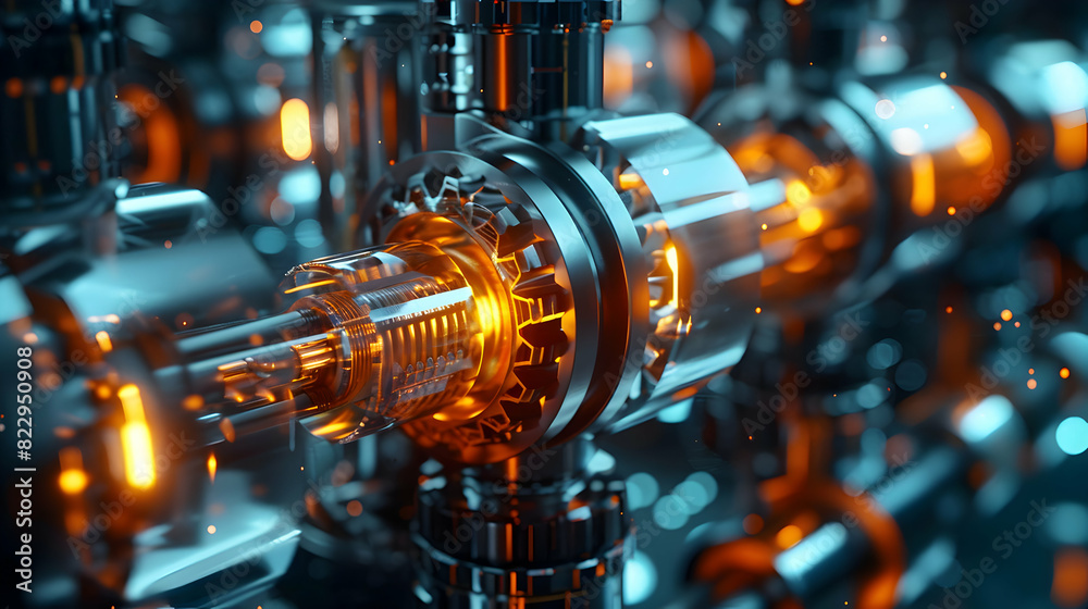 Digital Art: Photo Realistic Glossy Production Integration Points Representing Precision and Innovation in Production Technology Digital Art: Photo Realistic Glossy Production Integration Points Representing Precision and Innovation in Production Technology