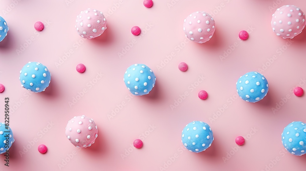 Adorable pastel polka dots on a light pink background