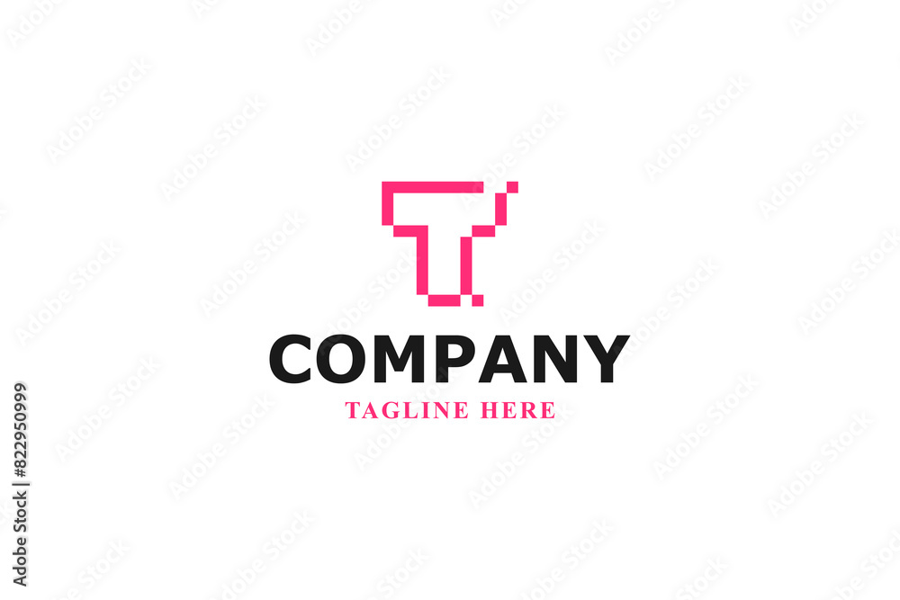 letter t pixel modern minimal logo