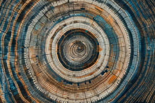 Wood stump background. Round felled tree with annual rings as wood texture - generative ai