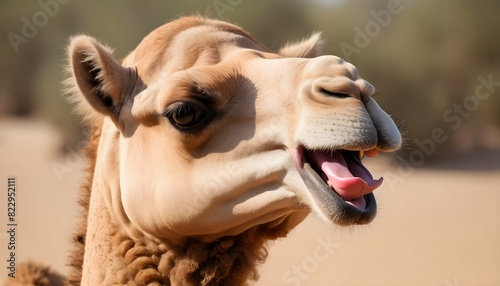A Camel With Its Tongue Sticking Out In A Playful Upscaled 2