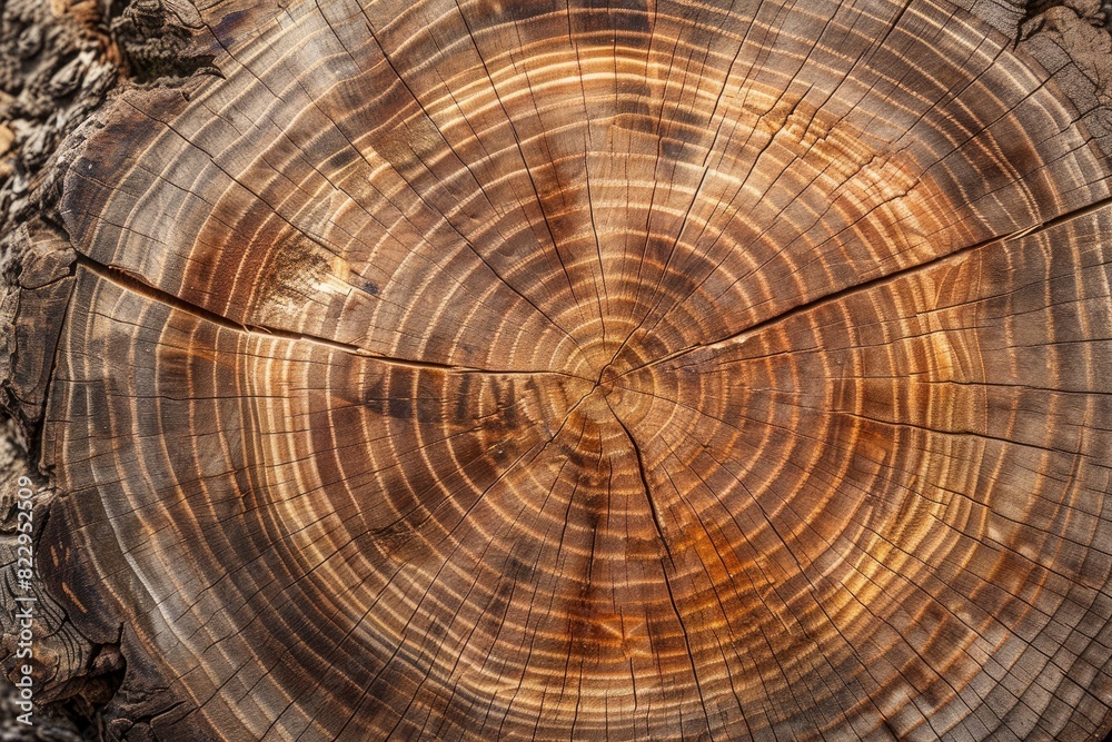 Wood stump background. Round felled tree with annual rings as wood texture - generative ai Wood stump background. Round felled tree with annual rings as wood texture - generative ai