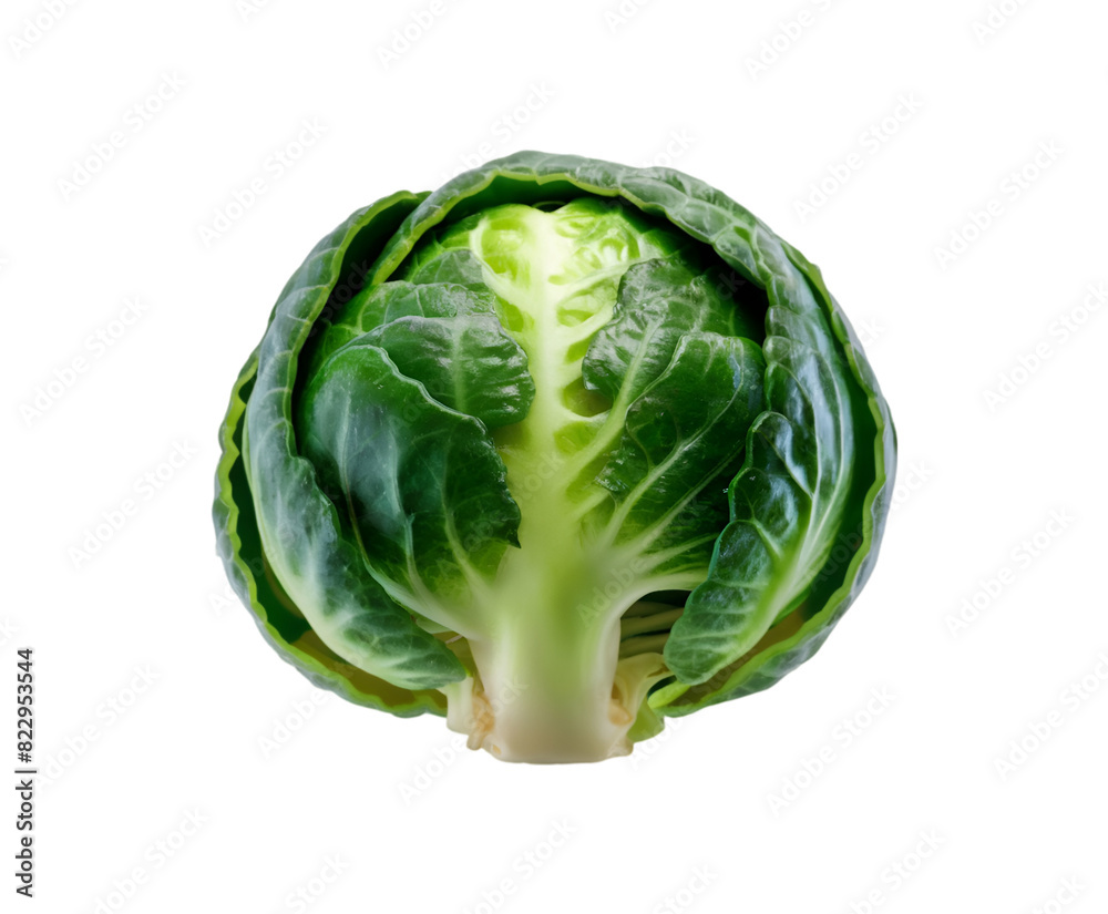 Fototapeta premium Compact Brussels Sprout isolated on transparent background Ai generative.