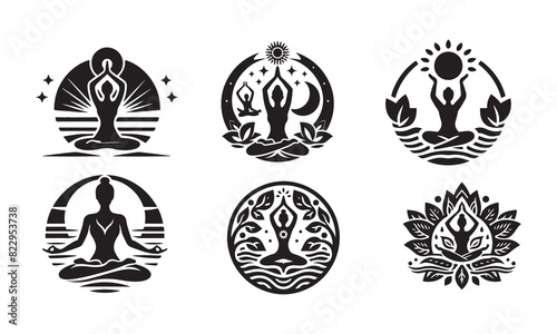 yoga vector logo icon illustration silhouette