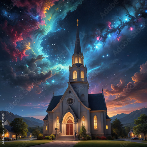 church at night