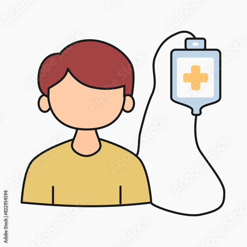 boy character with blood donor bag