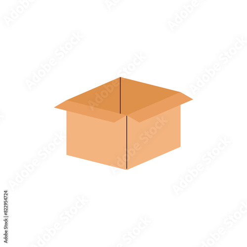 Vector illustration of cardboard boxes: an open empty box, ready to be shipped or wrapped