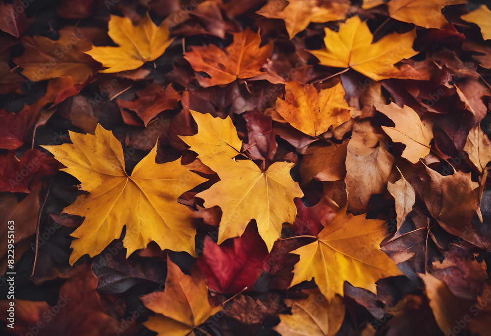 A close-up of colorful autumn leaves in various shades of yellow, orange, and red scattered on the ground. A close-up of colorful autumn leaves in various shades of yellow, orange, and red scattered on the ground.