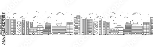 Seamless pattern with outline Phoenix Arizona City Skyline. Modern Buildings Isolated on White. Phoenix USA Cityscape with Landmarks.