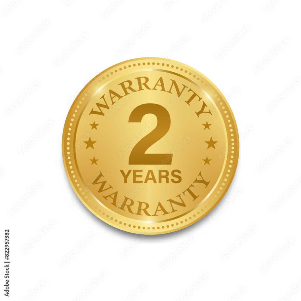 2 Years Warranty. Warranty Sign. Vector Illustration Isolated on White Background. 