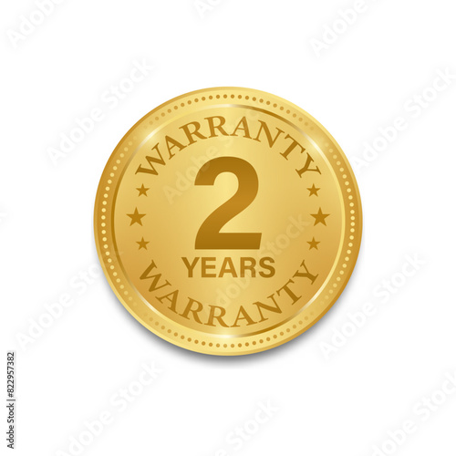 2 Years Warranty. Warranty Sign. Vector Illustration Isolated on White Background. 