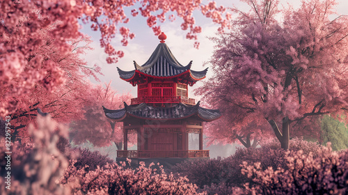 japanese temple in spring