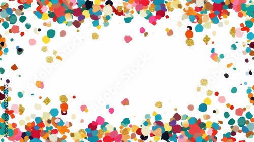 Colorful confetti border frame repeat pattern. Great for a birthday party or an event celebration invitation or decor. Surface pattern design.
