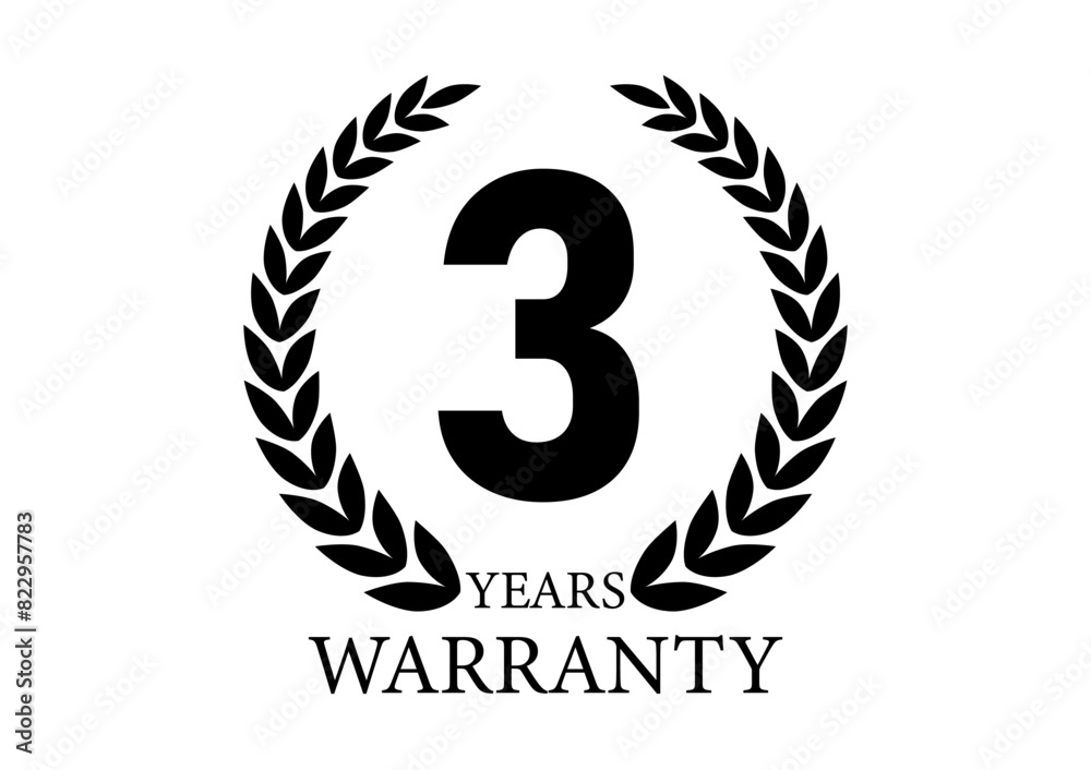3 Years Warranty. Warranty Sign. Vector Illustration Isolated on White Background. 3 Years Warranty. Warranty Sign. Vector Illustration Isolated on White Background.