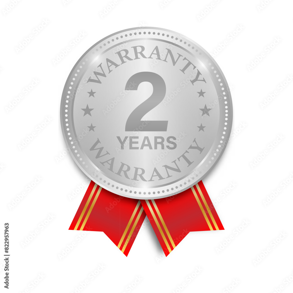 2 Years Warranty. Warranty Sign. Vector Illustration Isolated on White Background. 2 Years Warranty. Warranty Sign. Vector Illustration Isolated on White Background.
