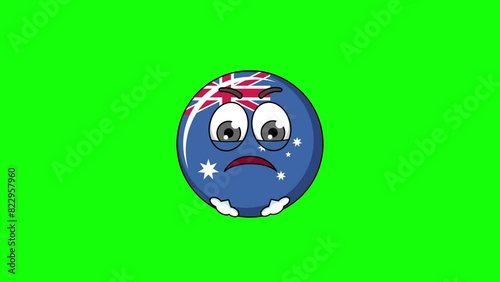 flag of australia character with expressions of irritation, anger, and contempt, face with Steam From Nose photo