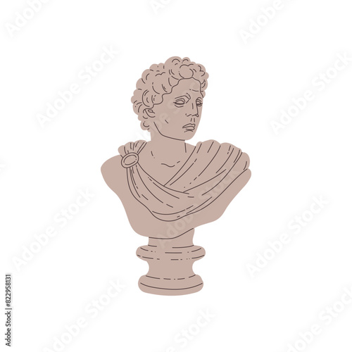 Vector illustration a sculpture of a man with a detailed bust and folds of fabric