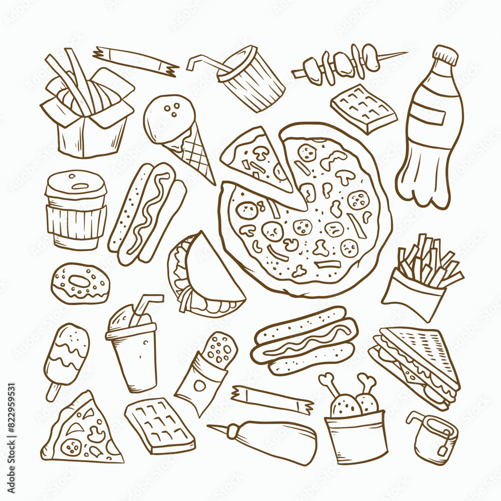 fastfood hand drawn doodle vector fastfood hand drawn doodle vector