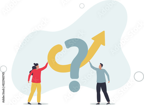 Teamwork to solve business problem, cooperation or collaboration in company to achieve business success .flat vector illustration.
