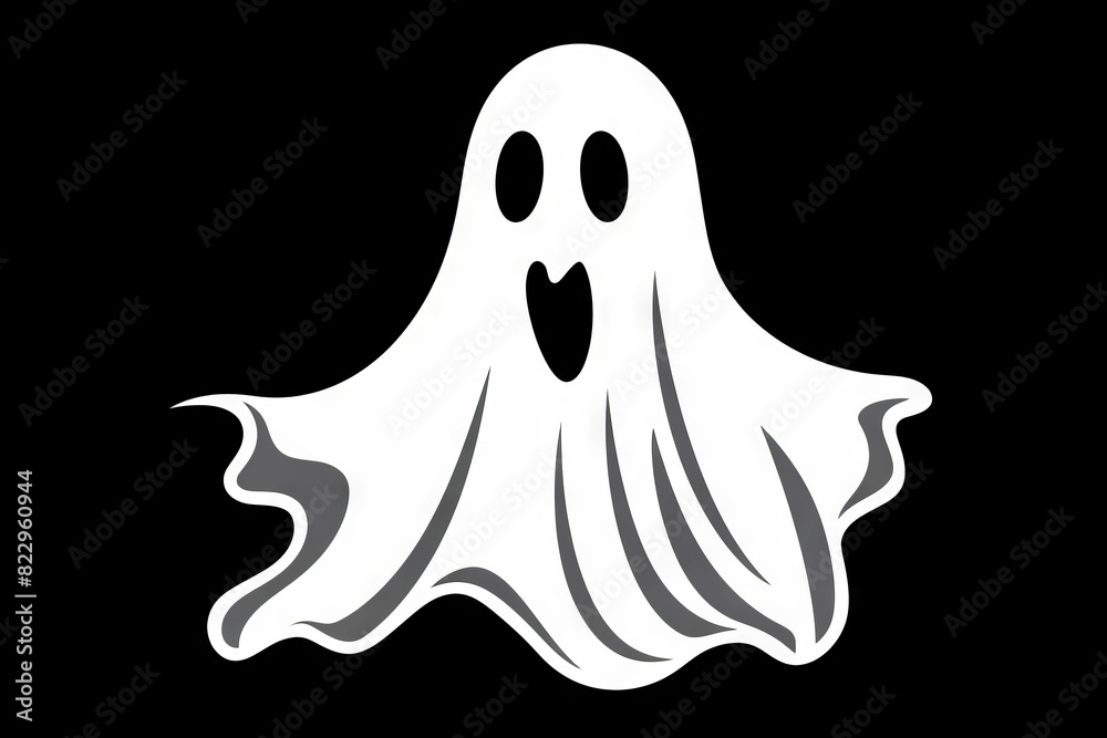 Ghost with heart in its mouth and eyes on black background. Ghost with heart in its mouth and eyes on black background.
