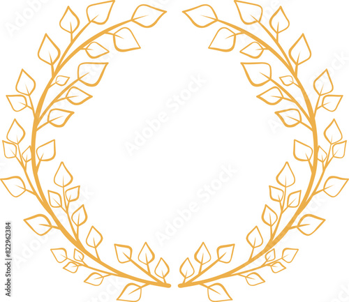 Abstract Autumn plant bunch of leaves wreath illustration for decoration on vintage style, garden and nature concept.
