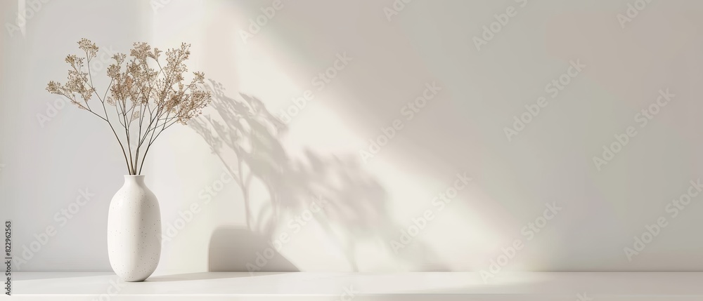 Simple white dining table with a small vase, minimalist design, soothing and elegant, easy on the eyes Simple white dining table with a small vase, minimalist design, soothing and elegant, easy on the eyes