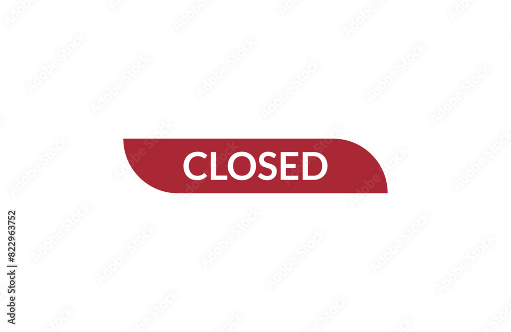 Closed red ribbon label banner. Open available now sign or Closed tag. Closed red ribbon label banner. Open available now sign or Closed tag.