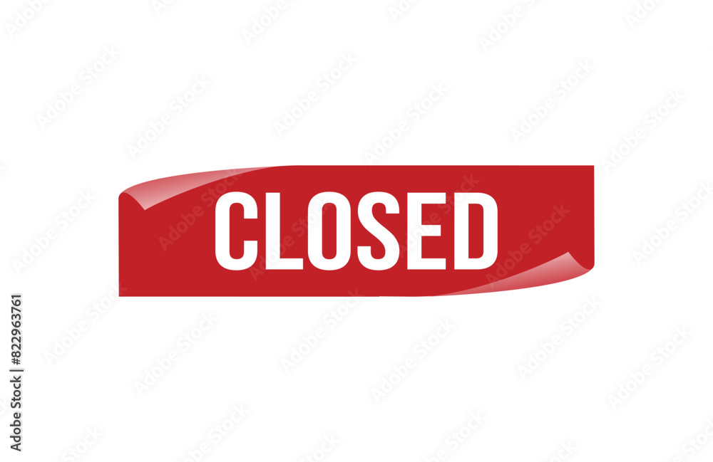 Red banner Closed on white background. Red banner Closed on white background.