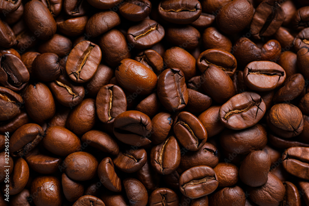 Obraz premium Pile of coffee beans with lot of coffee beans.