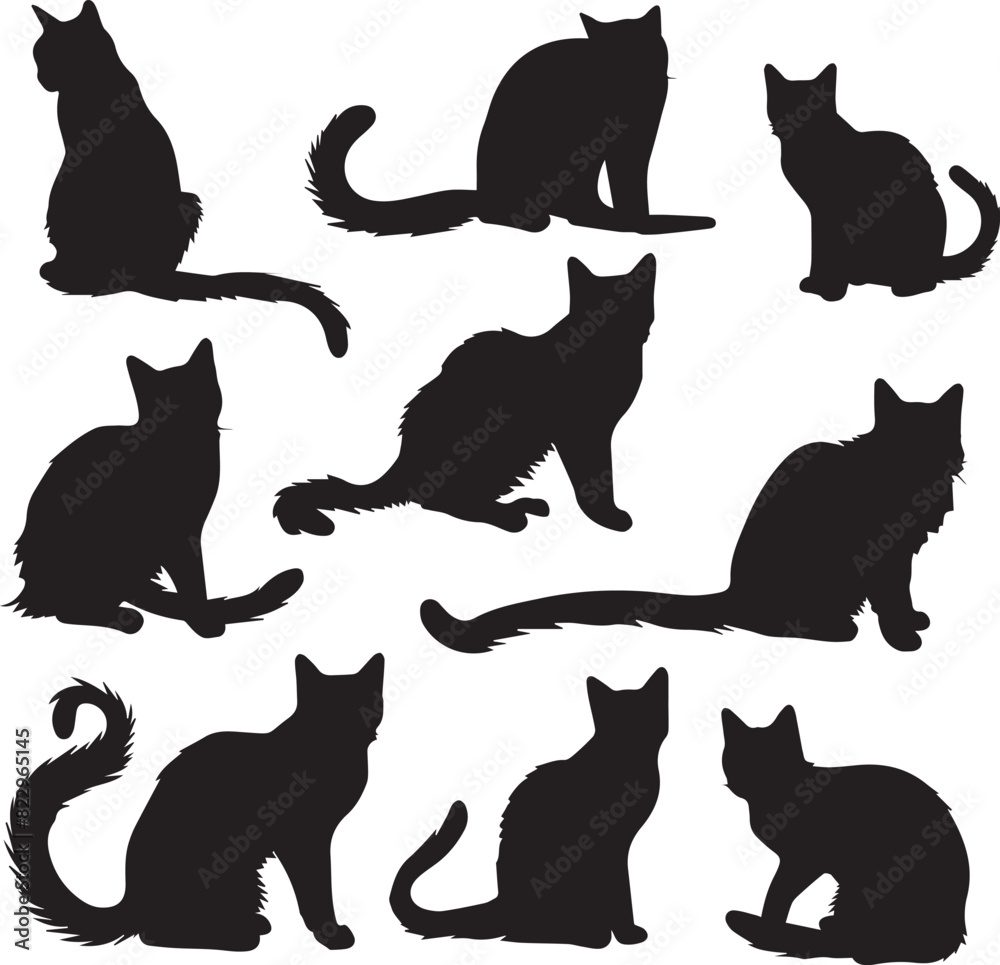 Cat collection black silhouettes Cat collection black silhouettes