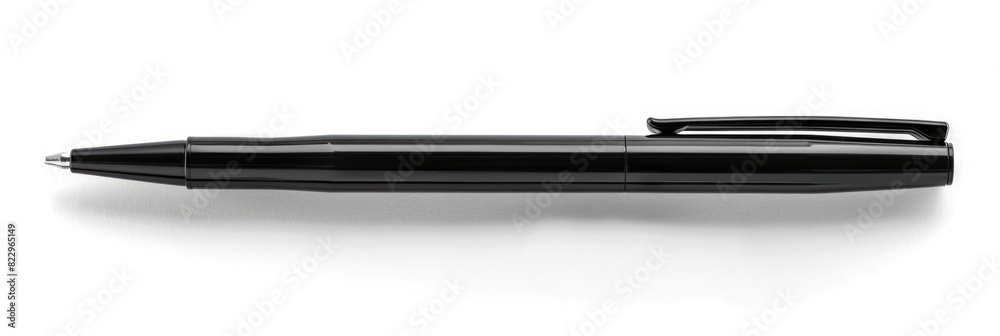 Pen Top View. Black Ballpoint Pen Isolated on White Background Pen Top View. Black Ballpoint Pen Isolated on White Background