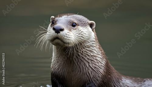 An Otter With Its Head Raised Alert To Any Moveme Upscaled 3