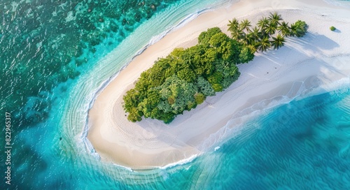 Aerial Islands. White Sand Beach on Direction Island, Cocos (Keeling) in Australian Indian Ocean