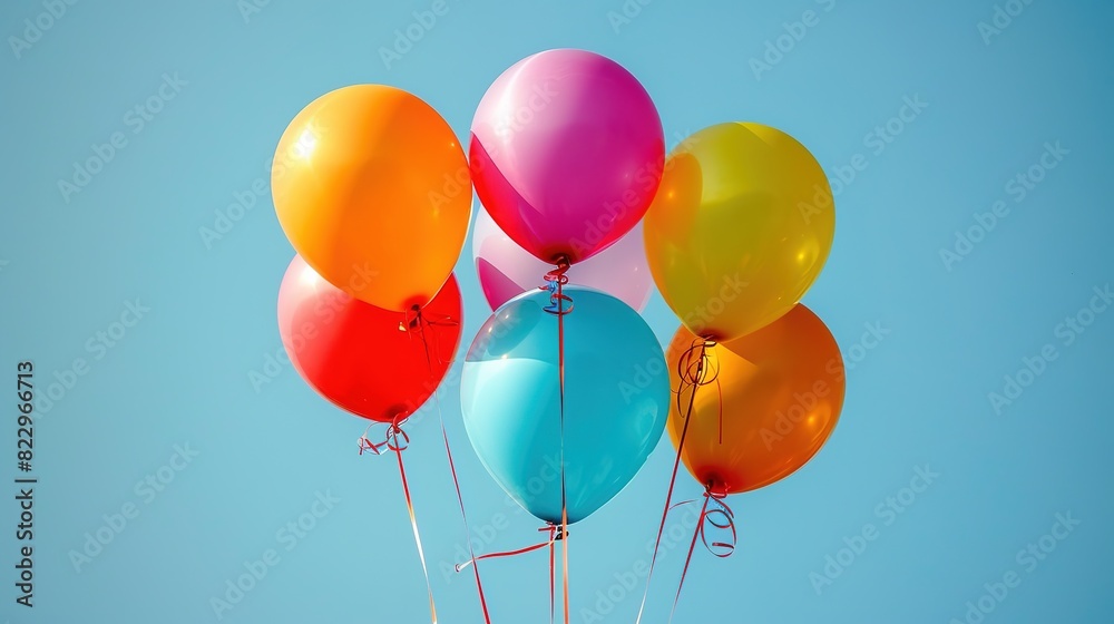 balloons in rainbow colors against a bright sky balloons in rainbow colors against a bright sky