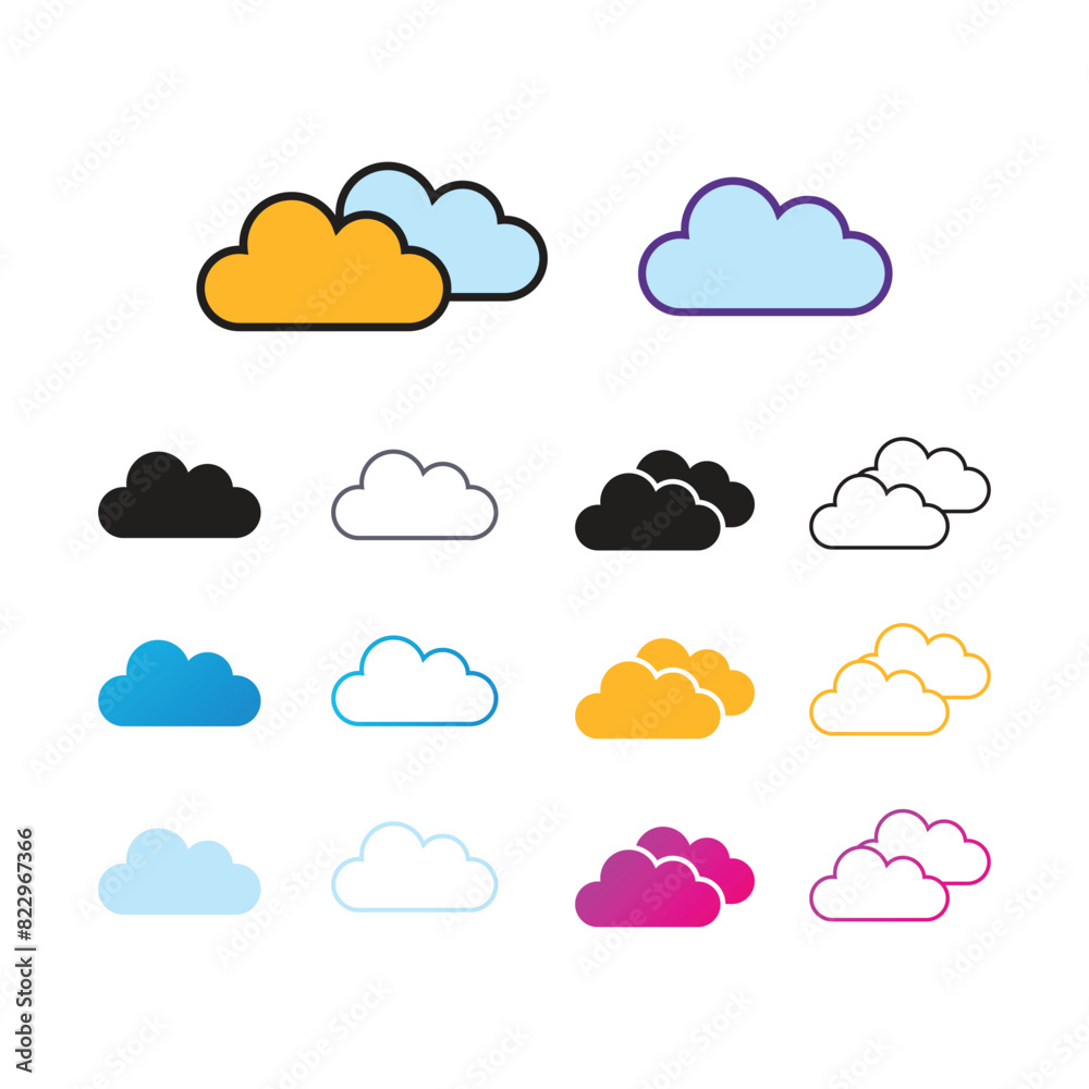 cloud icon set in trendy flat design cloud icon set in trendy flat design