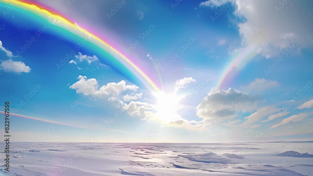 A natural masterpiece where the suns rays create a prism of colors in the highaltitude cirrus clouds. A natural masterpiece where the suns rays create a prism of colors in the highaltitude cirrus clouds.