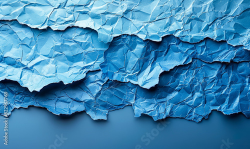 Wallpaper Mural Textured Blue Paper Abstract Background with Wrinkled Layers on Grey Surface, Creative Design Concept for Graphic Projects, Minimalistic Geometric Art for Modern Decoration, Top View Torontodigital.ca