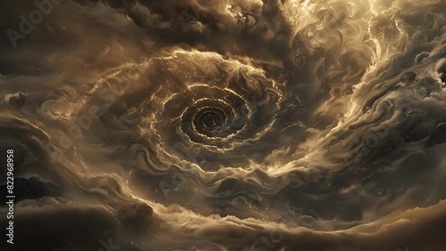A dense and suffocating ash storm spinning in a ferocious spiral. photo