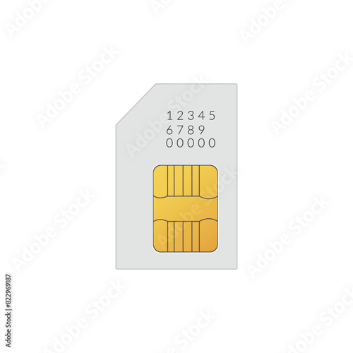 Flat color sim card icon symbol vector Illustration.